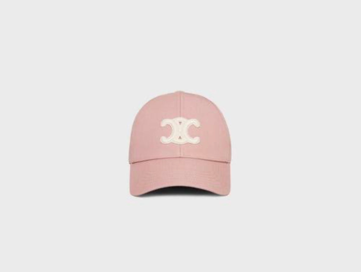 CELINE Triomphe Preowned Unisex Pink Baseball Cap with front LOGO