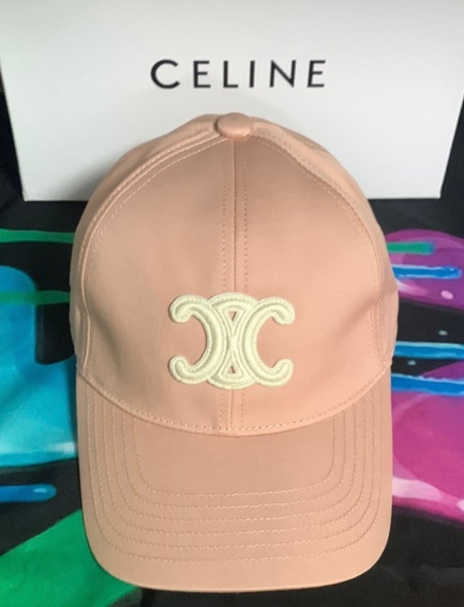 CELINE Triomphe Preowned Unisex Pink Baseball Cap with front LOGO