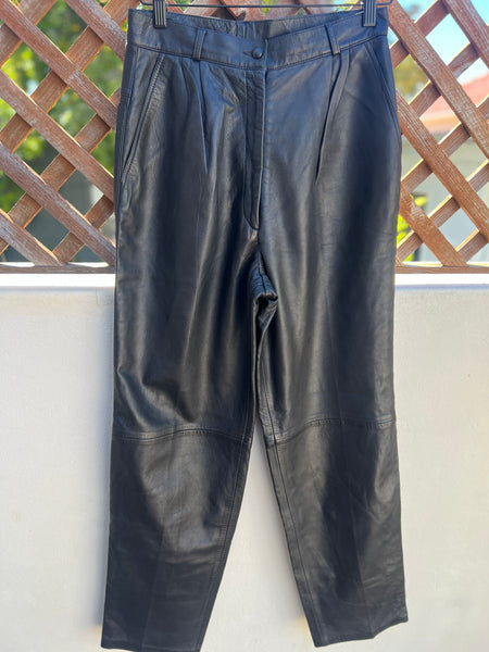 Genuine Leather High Waisted Bootleg Pants - Size 12/14