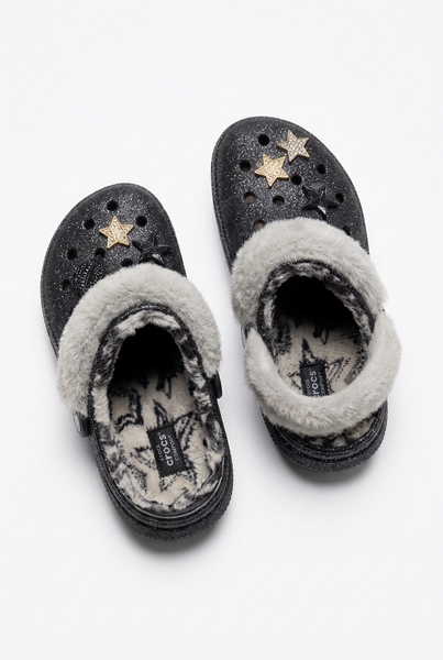 CROCS ladies clogs with glitter and fur detail - Size 8
