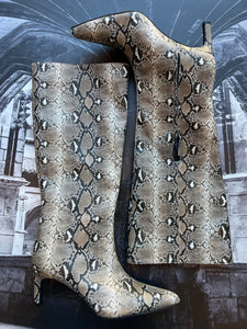 Brand New Snakeskin Kitten Heel Boots -  Size 4