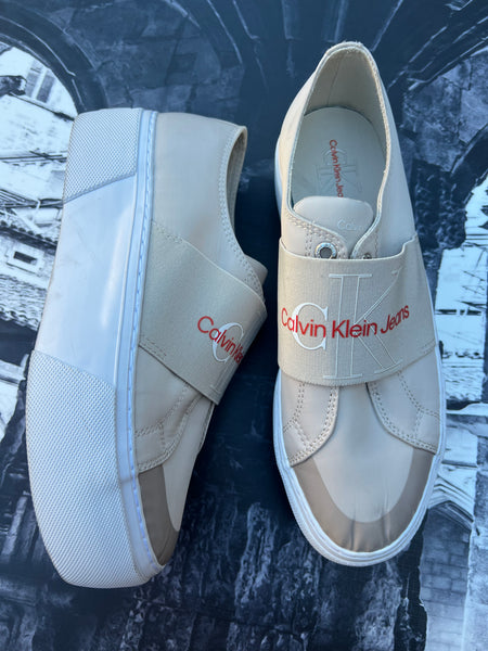 Calvin Klein Beige Sneakers with thick platform - Size 6