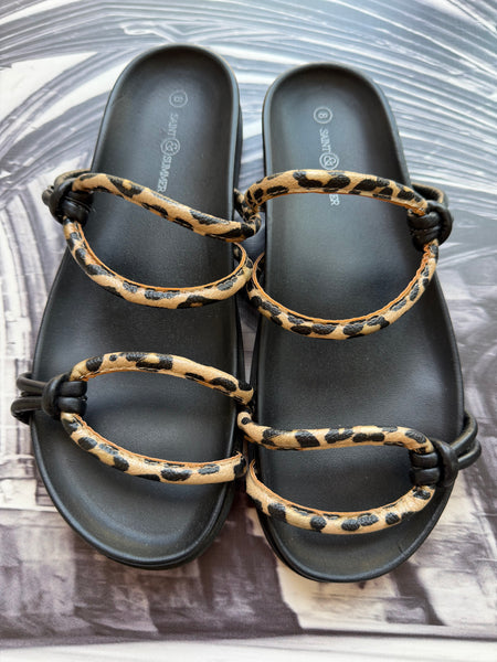 Saint&Summer Leopard Print Sandals - Size 8