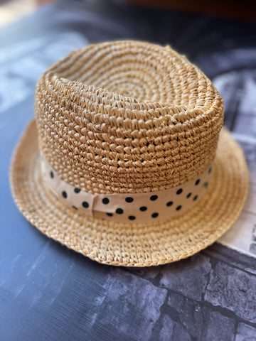 Trenery Weaved Summet Hat with Polka Detail