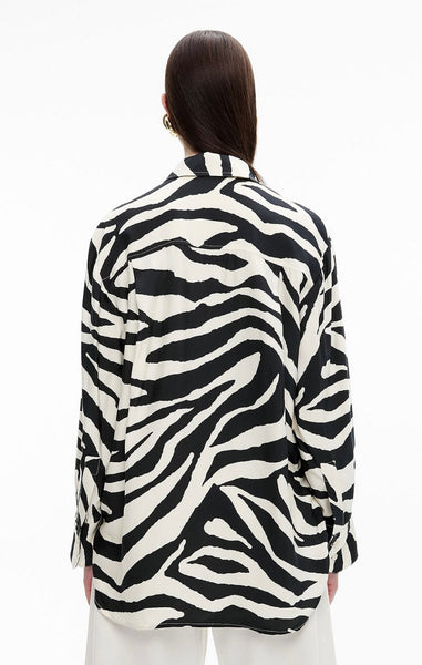 Witchery Brand New Zebra Print Satin Baggy Shirt - Size 10