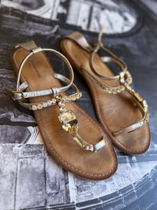 Genuine Leather Ladies Sandals with embellishment detail - Size 8