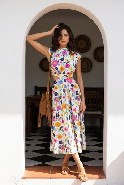 Brand New Ladies Summer Cocktail dress with open side detail - Size Large
