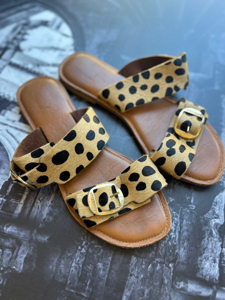 Sweet Peas Genuine Leather Leopard Print Sandals - Size 7