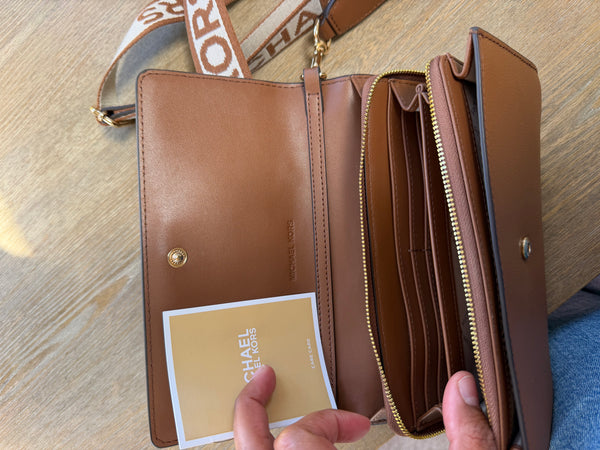 Michael Kors Brown Crossbody Bag with Bold Print Strap