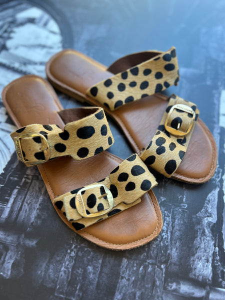 Sweet Peas Genuine Leather Leopard Print Sandals - Size 7