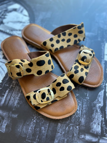 Sweet Peas Genuine Leather Leopard Print Sandals - Size 7
