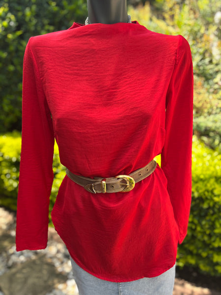 H&M Summer Red High Neck Blouse - Size EUR36