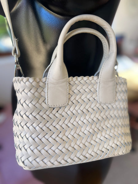 MANGO Genuine Leather Weaved Crossbody Bag