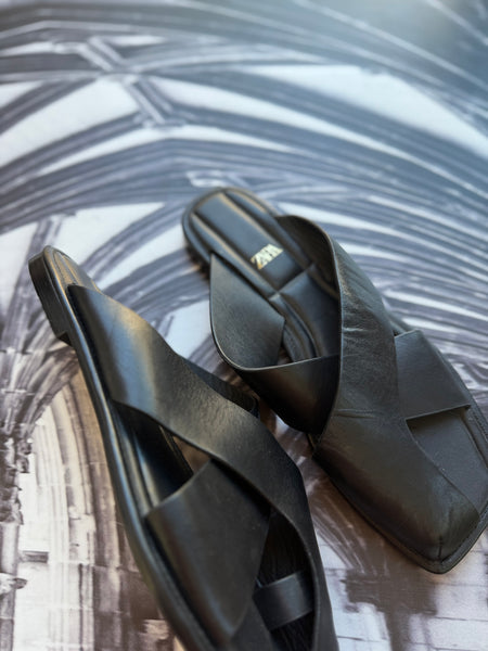 Zara Brand New Genuine Leather Slip Ins - Size 4