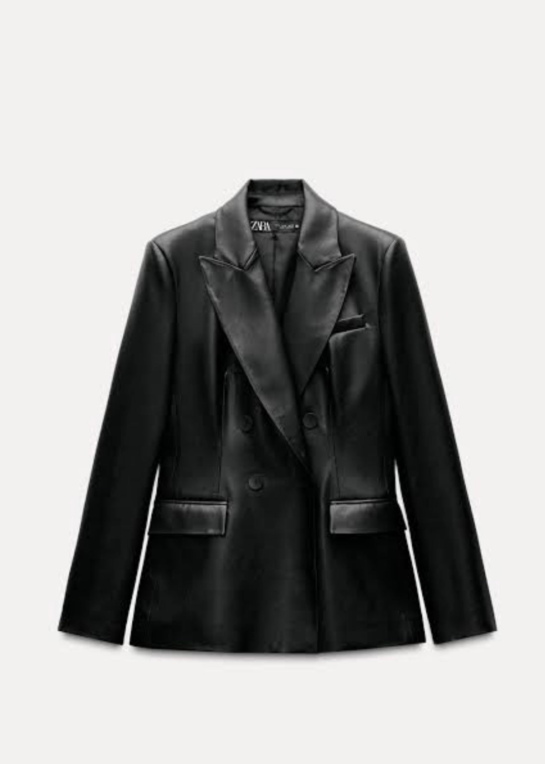 Zara Brand New Tailored Double Breast Faux Leather Blazer - Size Medium
