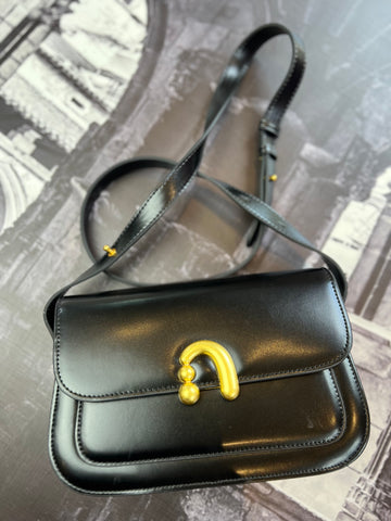 Brand New Black Crossbody Bag with front gold detail