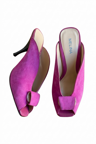 Genuine Leather Cerise Ladies Peep Toe Heels - Size 8/41