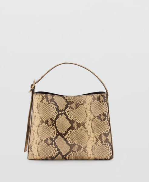 MANGO Brand New Snakeskin Shoulder Bag (crossbody strap included)