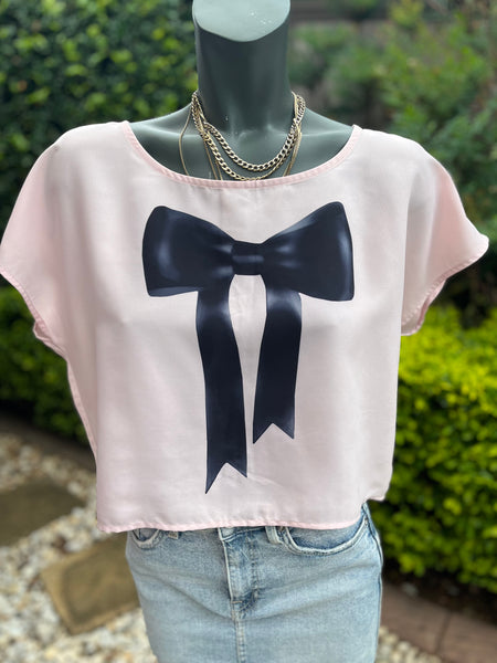 H&M Pink Bow Crop Top - Size EUR40