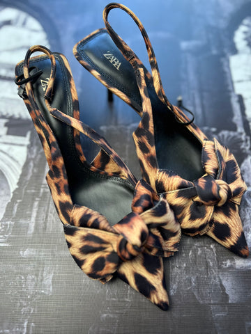 Zara Brand New Leopard Print Sling Backs - Size 4