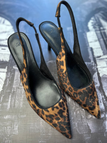 Zara Brand New Leopard Print Sling Back Heels - Size 5
