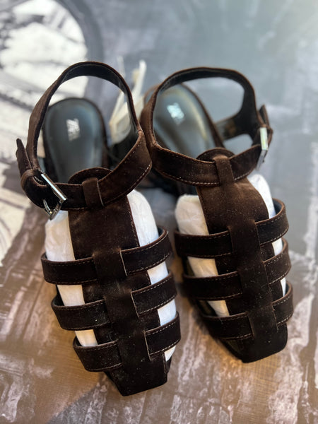 Zara Brand New Brown Fisherman Style Sandals (suede) - Size 4