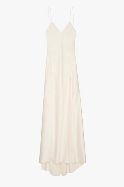 Zara/Kaia Gerber Collection Brand New Cream Evening dress - Open low back, Front high slit - Size Large