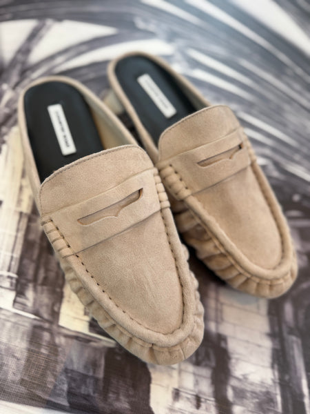 Country Road Brand New Suede Beige Mules - Size 4