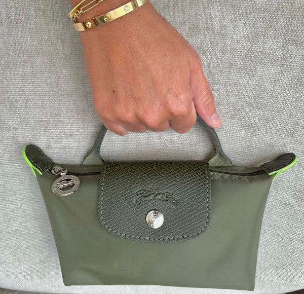 Longchamp LePliage Brand New Pouch Mini Bag (Olive Green)