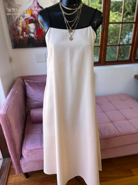 Brand New Cream Maxi dress with POCKETS & Black Trim detail - Medium