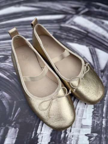 Zara Girls Gold Ballerina Shoes - Size 31