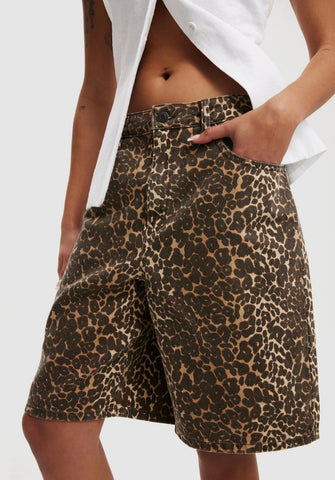 Cotton On Brand New Leopard Print Super Baggy Jort - Size 30