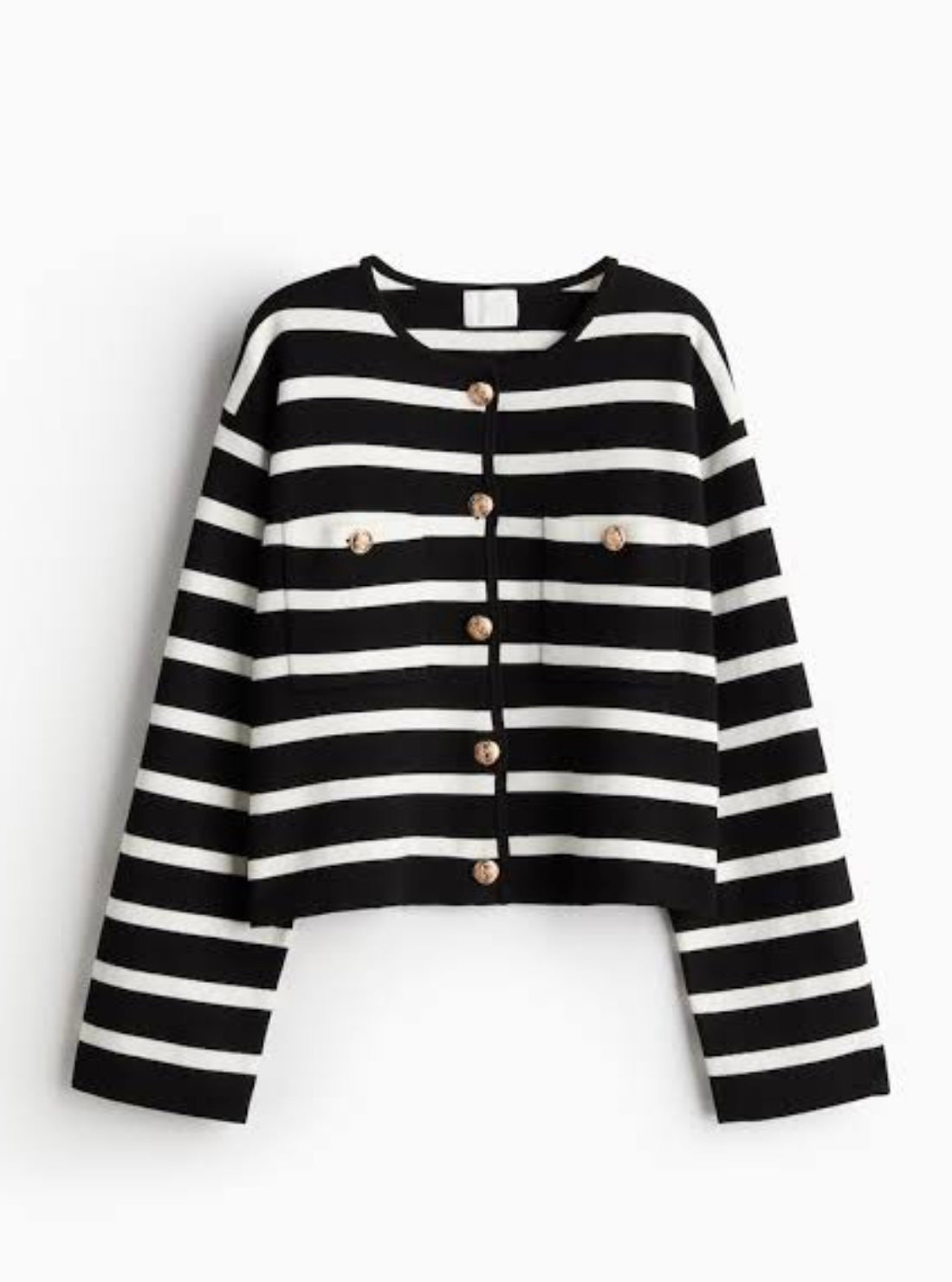 H&M Brand New Black Striped Cardigan with gold buttons - Size Medium