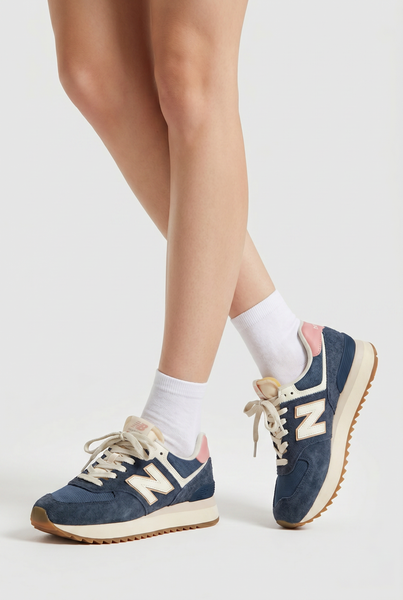 New Balance 574 Navy Suede Sneakers - Size 8