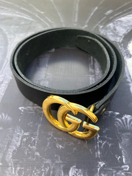 GG Branded Genuine Leather Waist Belt - 115cm