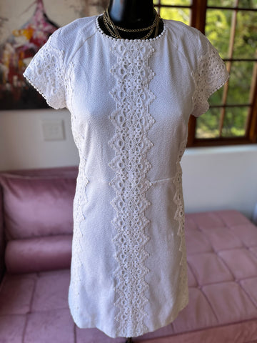 Spotlight Ladies White Lace Detail Dress - Size UK12