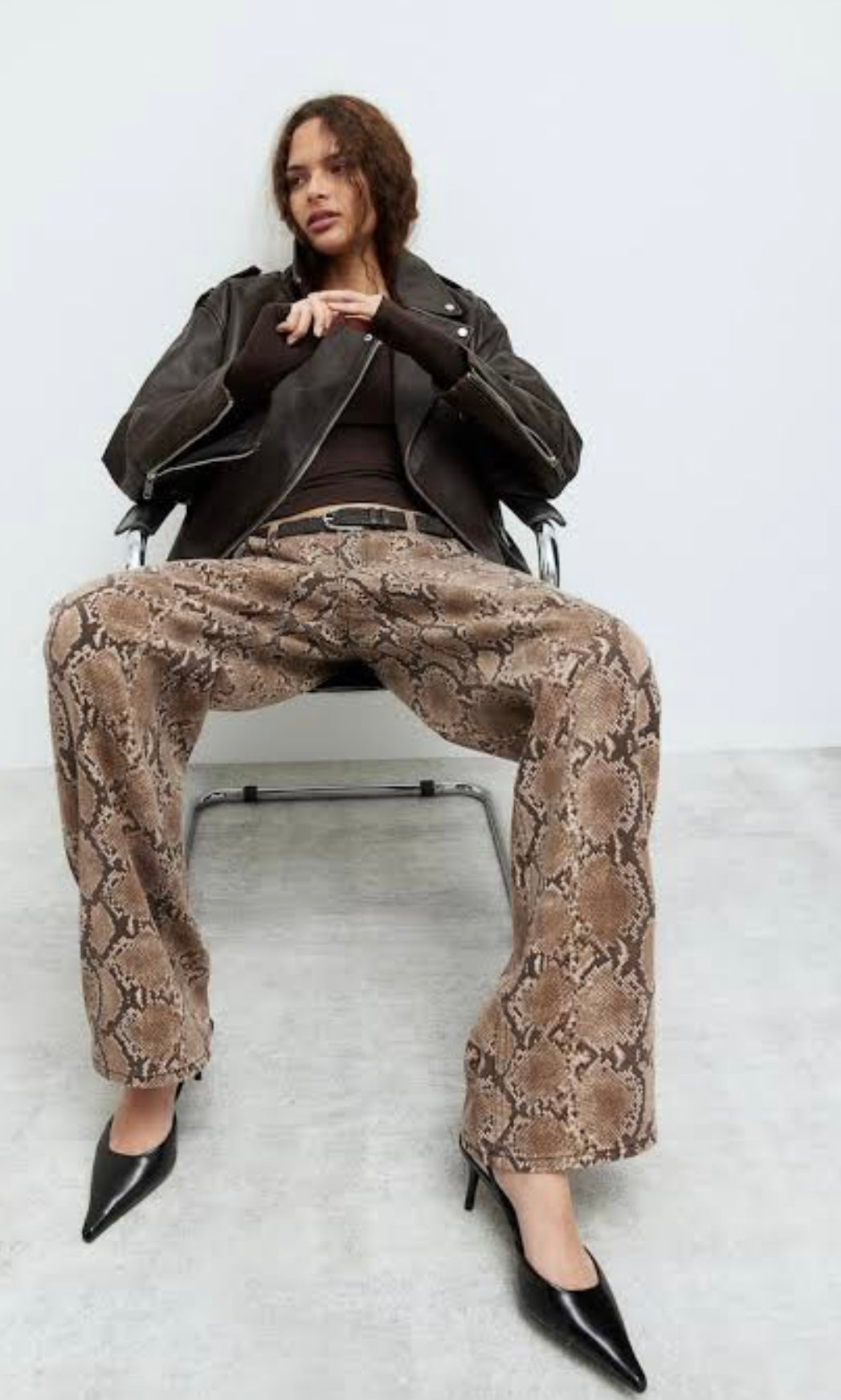 H&M Brand New Snakeskin Print Jeans - Size EUR42