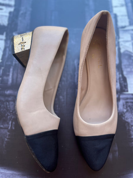 Chanel Block Heel - Black&Nude - Size 6