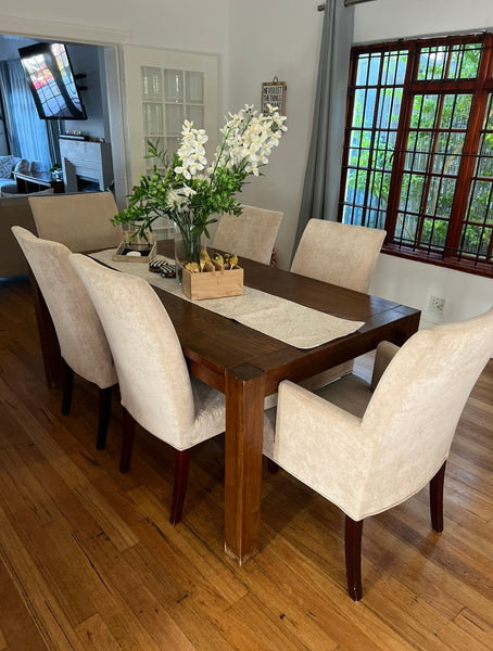 Coricraft Solid Wood Dining Table & 6 Dining Chairs