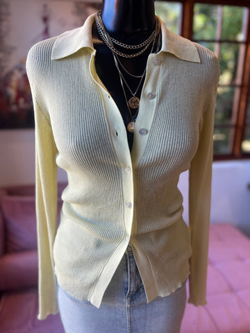 Zara Brand New Lemon Collar Button Top - Size Large