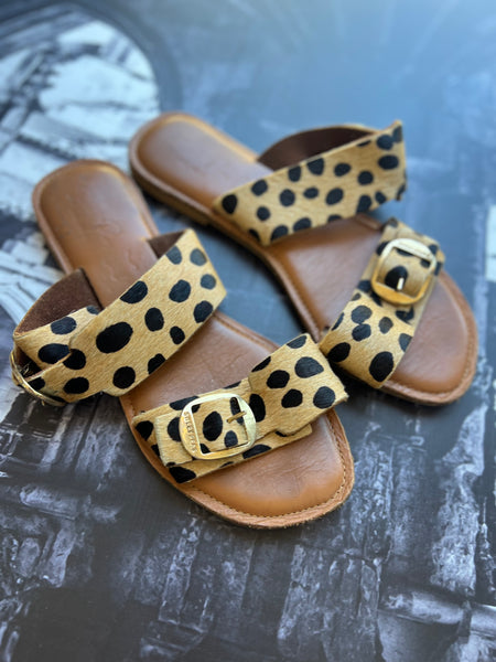 Sweet Peas Genuine Leather Leopard Print Sandals - Size 7
