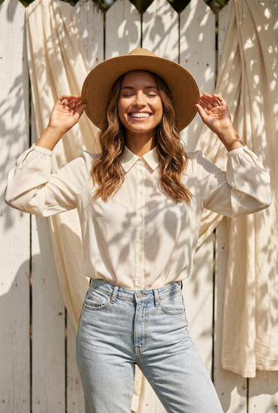 Brand New Cream Blouse - Size Medium