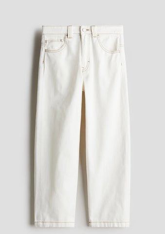 H&M Brand New “Baggy Loose Fit High Waist” White Jeans - Size EUR38