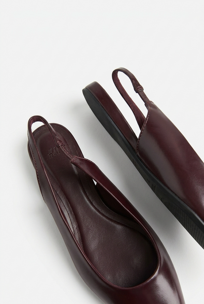 H&M Brand New Burgundy Flat sling backs - Size 4