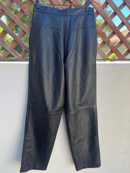 Genuine Leather High Waisted Bootleg Pants - Size 12/14