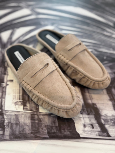 Country Road Brand New Suede Beige Mules - Size 4