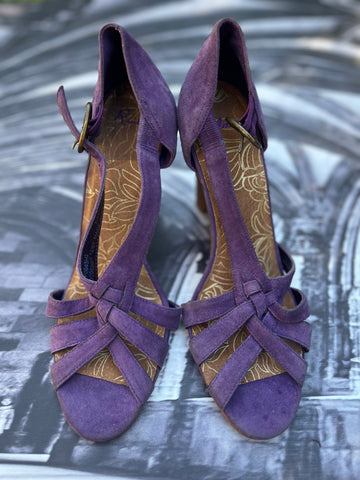 River Island Suede Purple Cork Heels - Size 8/41