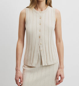 Country Road Brand New Organically Grown Cotton Linen Button Up Tank - Size Small