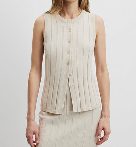 Country Road Brand New Organically Grown Cotton Linen Button Up Tank - Size Small