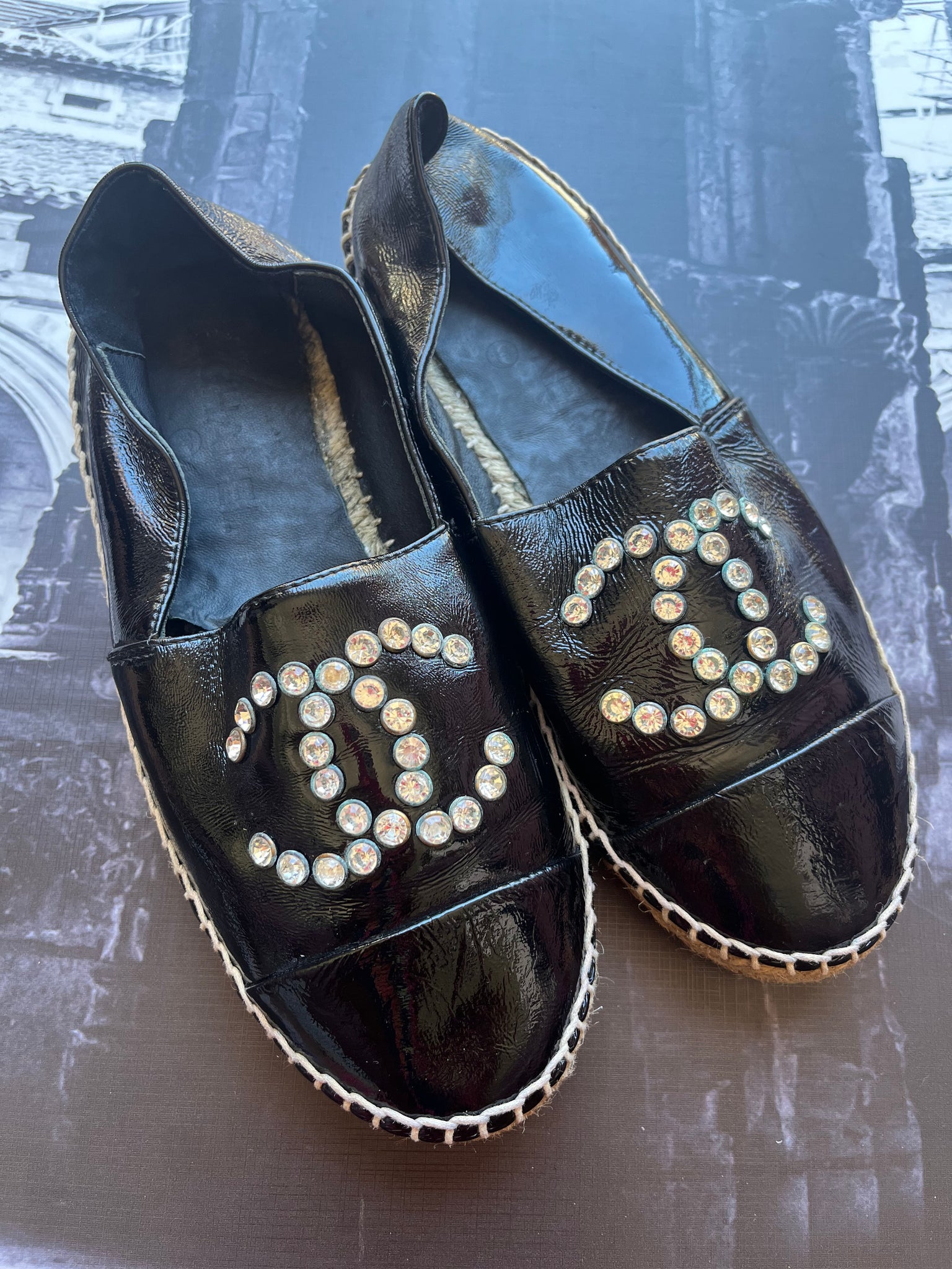 Chanel Branded Espadrilles with diamanté detail - Size 6